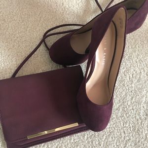 Kelly & Katie shoes + Safe Keeper purse. Plum set